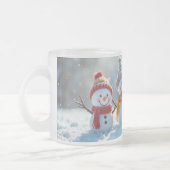 雪だるまよくはしゃぐマグ フロストグラスマグカップ (左)