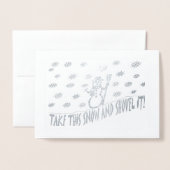 雪だるまよ、この雪をシャベルで除けろ!冬だ、ZSG 箔カード (封筒付き正面)