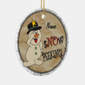 雪だるまをかいま見る雪 セラミックオーナメント (右)