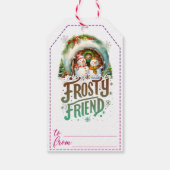 雪だるまをテーマにした冬の贈り物ラベル ギフトタグ (裏面)