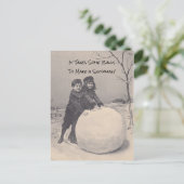 雪だるまを作るにはある程度の勇気が必要 - 面白いPC シーズンポストカード (スタンド正面)