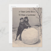 雪だるまを作るにはある程度の勇気が必要 - 面白いPC シーズンポストカード (正面/裏面)