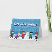 雪だるまを作ろう かわいい折りたたみホリデーカード シーズンカード (正面)