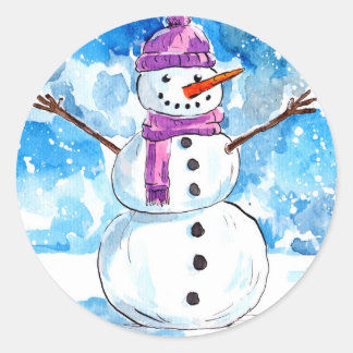 雪だるまを作ろう ラウンドシール