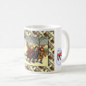 雪だるまを家に持って来るヴィンテージのロシアのなクリスマス コーヒーマグカップ (正面右)