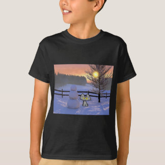 雪だるまを持つ猫 Tシャツ
