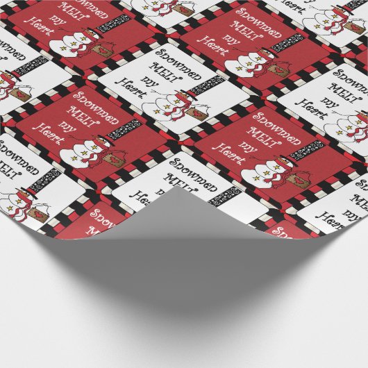 雪だるまを溶かすハート |クリスマス ラッピングペーパー (角)