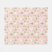 雪だるまアイスクリームコーンクリスマスパターン フリースブランケット (正面(横))