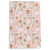 雪だるまアイスクリームコーンクリスマスパターン ミディアムペーパーバッグ (正面)