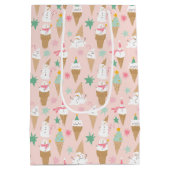 雪だるまアイスクリームコーンクリスマスパターン ミディアムペーパーバッグ (裏面)