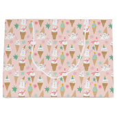 雪だるまアイスクリームコーンクリスマスパターン ラージペーパーバッグ (正面)