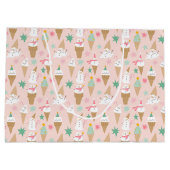 雪だるまアイスクリームコーンクリスマスパターン ラージペーパーバッグ (裏面)