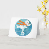 雪だるまアイススケーター カード (黄色い花)