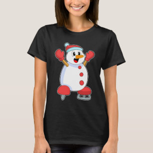 雪だるまアイススケートで滑るアイススケート Tシャツ