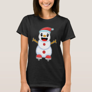 雪だるまアイススケートで滑るアイススケート Tシャツ