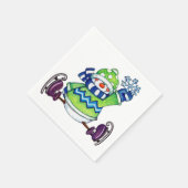 雪だるまアイススケートで滑る-紙ナプキンス スタンダードカクテルナプキン (角)