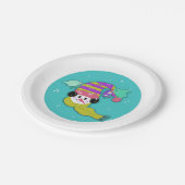 雪だるまアクアウィンターバード紙プレート ペーパープレート (アングル)