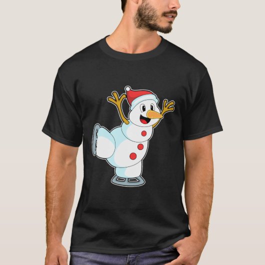 雪だるまアットアイススケートで滑るとアイススケート.PNG Tシャツ (正面)