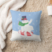 雪だるまアンドペパーミントブルー装飾用クッション クッション (ブランケット)
