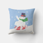 雪だるまアンドペパーミントブルー装飾用クッション クッション (裏面)