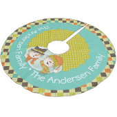 雪だるまアーガイルとドットカスタムホリデーツリースカート ブラッシュドポリエステルツリースカート (アングル)