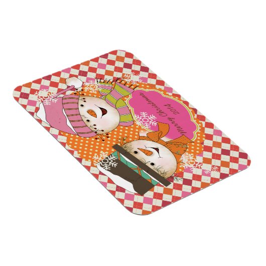 雪だるまアーガイルホリデーパーソナライズされたフレキシマグネット マグネット (右側)