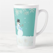 雪だるまアートクリスマスメリーnハッピーことわざ カフェラテマグ (右)
