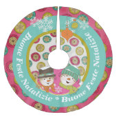 雪だるまイタリアンメリークリスマスツリースカート ブラッシュドポリエステルツリースカート (正面)