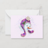 雪だるまインウィンターハットクリスマスカード ノートカード (裏面)