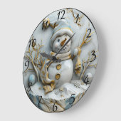 雪だるまインウィンターワンダーランド ラージ壁時計 (傾斜)