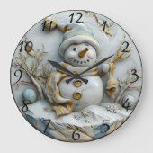 雪だるまインウィンターワンダーランド ラージ壁時計 (正面)