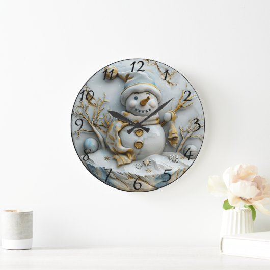 雪だるまインウィンターワンダーランド ラージ壁時計 (ホーム)