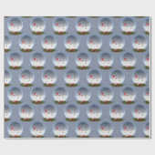 雪だるまインクリスマススノーグローブラッピング紙 ラッピングペーパー (フラット)