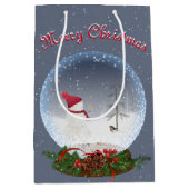 雪だるまインクリスマススノーグローブ中抱き枕 ミディアムペーパーバッグ (正面)