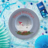 雪だるまインクリスマススノーグローブ紙プレート ペーパープレート (パーティー)