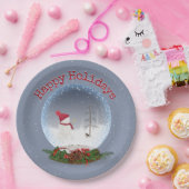 雪だるまインクリスマススノーグローブ紙プレート ペーパープレート (パーティー)