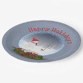 雪だるまインクリスマススノーグローブ紙プレート ペーパープレート (アングル)