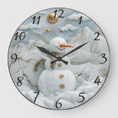 雪だるまインサンタズビレッジ ラージ壁時計 (正面)