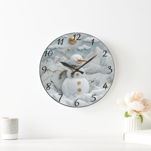 雪だるまインサンタズビレッジ ラージ壁時計 (ホーム)