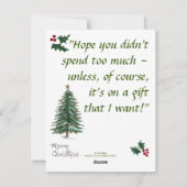 雪だるまインパインツリーズグリーツザシーズンホリデイCa シーズンカード (裏面)