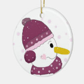 雪だるまインパープルハットとスカーフ セラミックオーナメント (左)