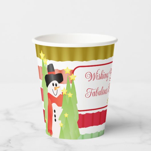 雪だるまインフェスティバルホリデーカラー 紙コップ (正面)