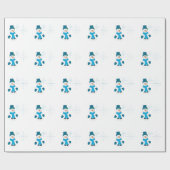 雪だるまインブルーハットとスカーフ ラッピングペーパー (フラット)