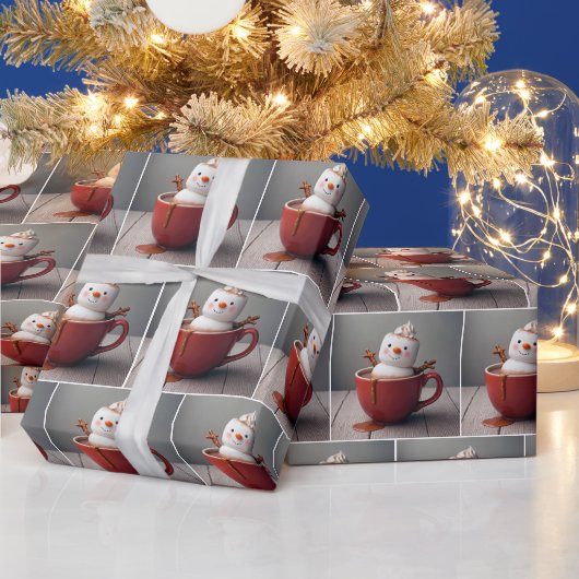 雪だるまインホットチョコレート ラッピングペーパー (クリスマス)