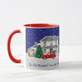 雪だるまインリトルレッドトラックアンドファームハウス マグカップ (左)