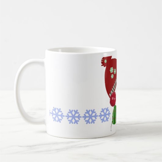 雪だるまインレッドハットとグリーンスカーフ コーヒーマグカップ (左)