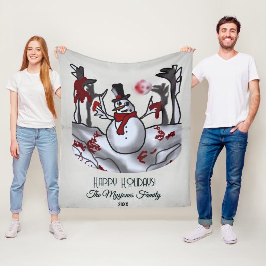 雪だるまイン不気味なホリデーフォレスト フリースブランケット (インサイチュ)