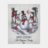 雪だるまイン不気味なホリデーフォレスト フリースブランケット (正面)