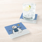 雪だるまイン・サンシャイン・クリスマス ガラスコースター (アングル)