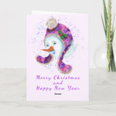 雪だるまインBeanie Winter Hat Christmas Card カード (裏面)